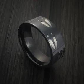 Black Zirconium Deer Track Men's Ring Custom Made Hunter Band