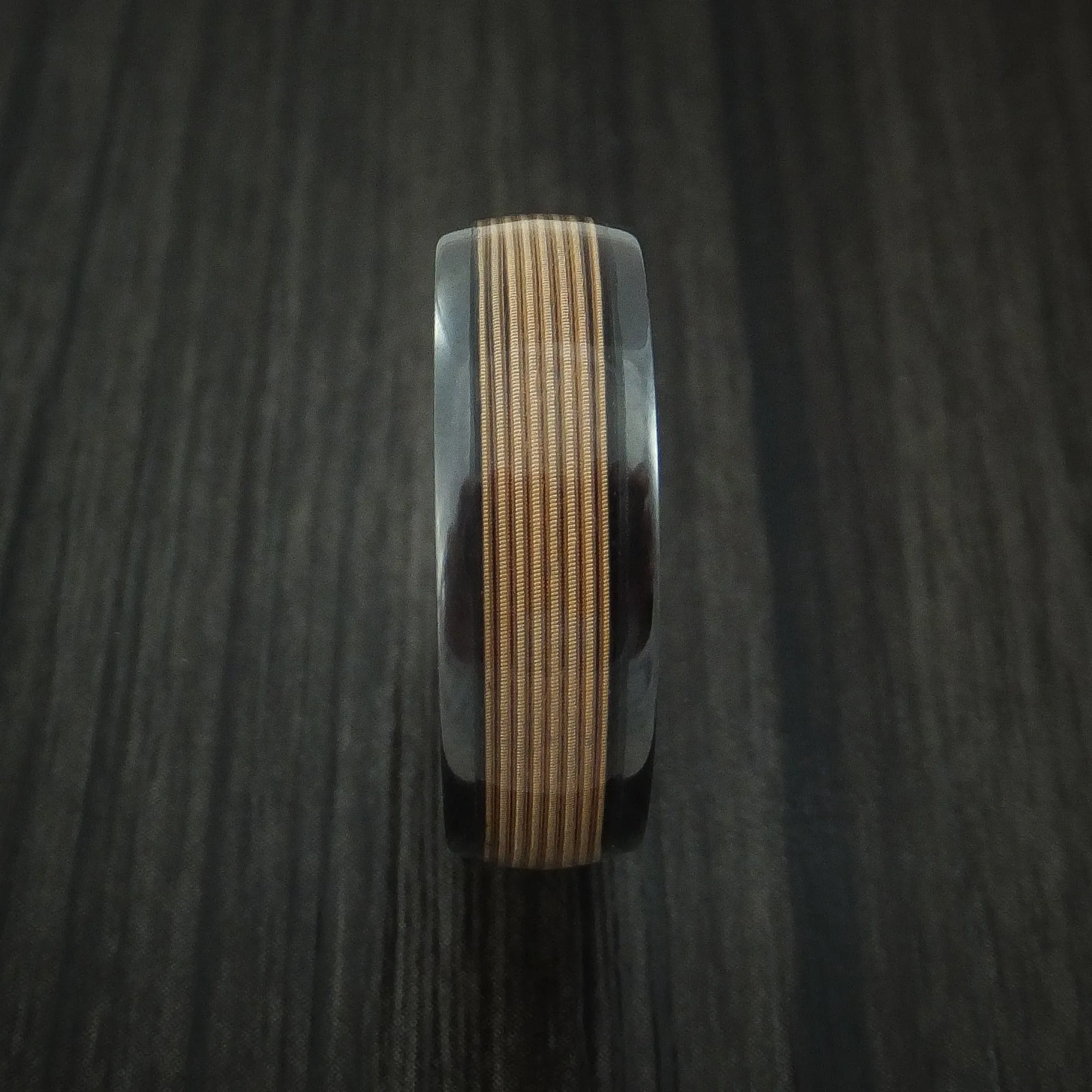 Black Zirconium Guitar String Men's Ring Custom Made Band