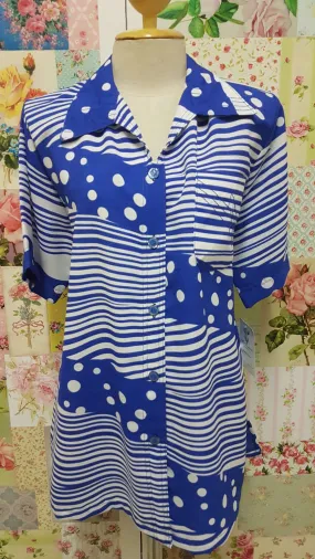 Blue & White Blouse BT0132