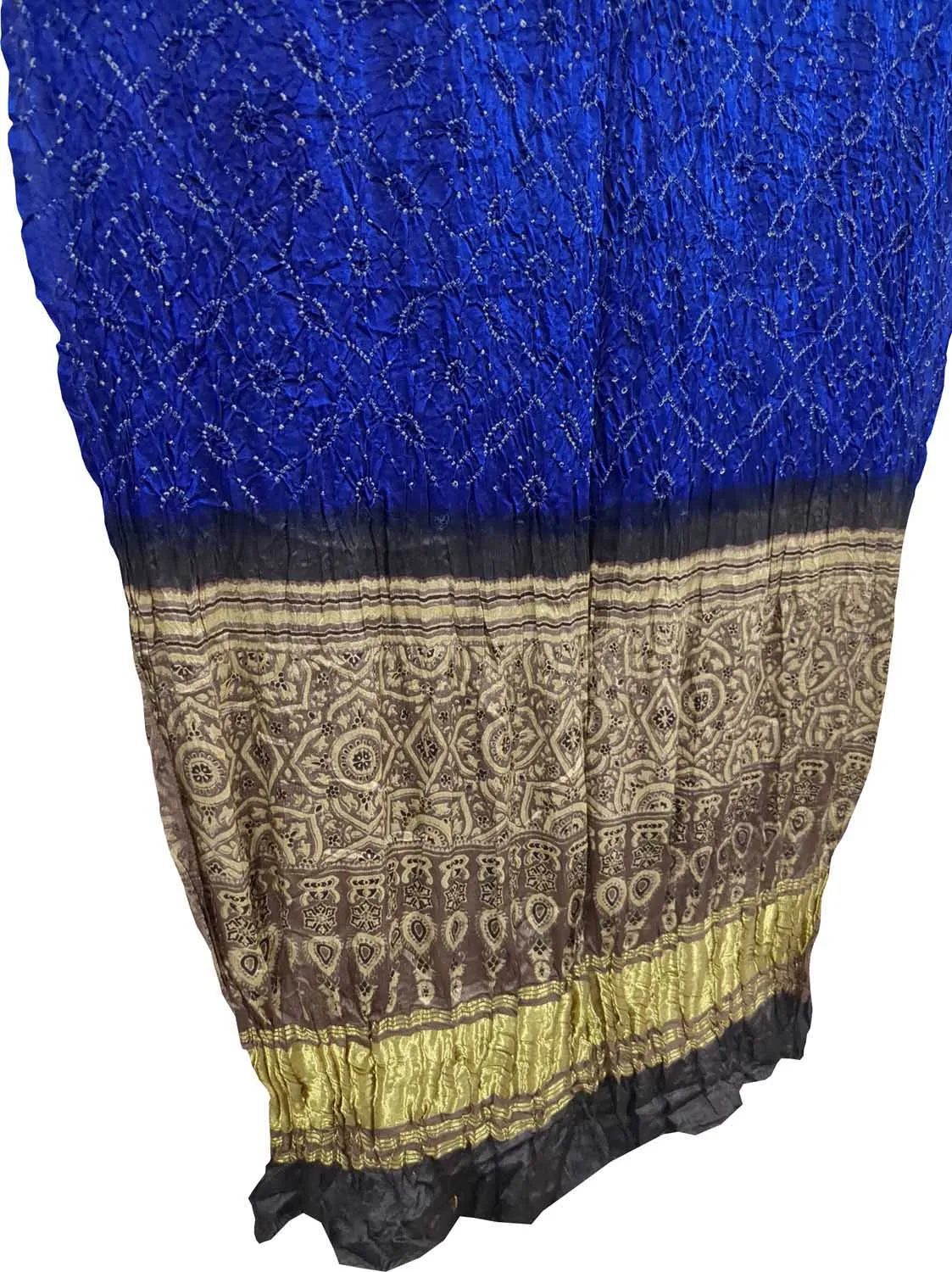 Blue Bandhani Ajrakh Gajji Silk Dupatta