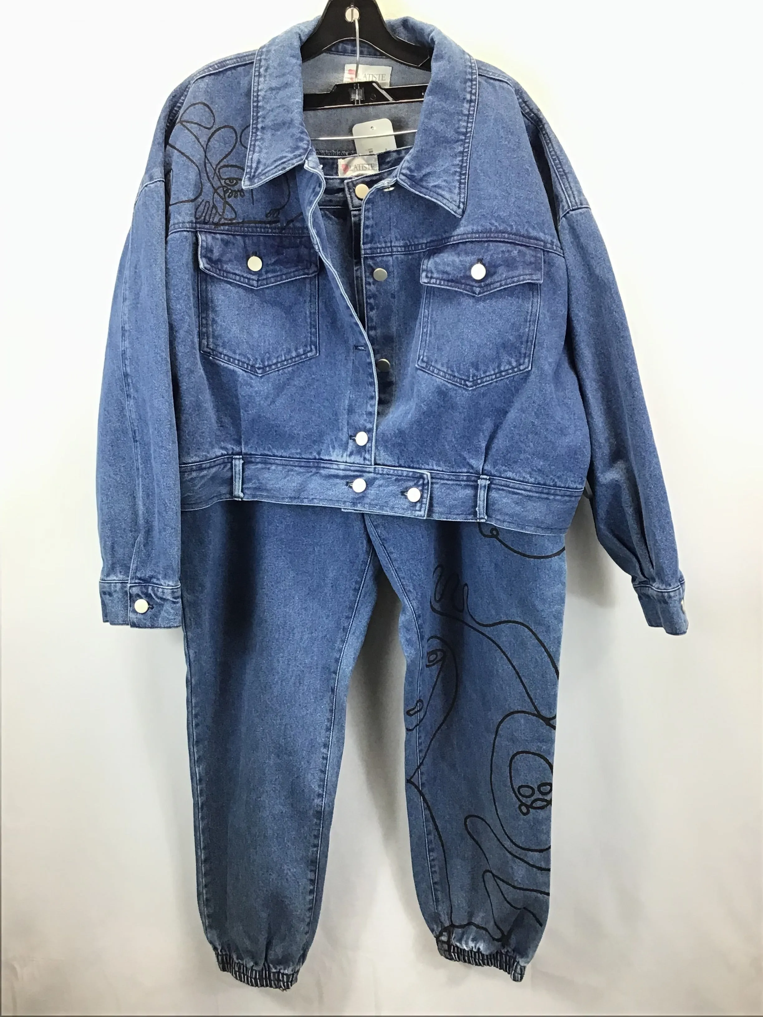 Blue Denim Pants Set 2pc Clothes Mentor, Size 1X