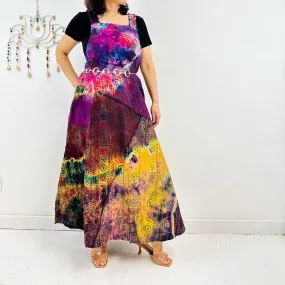 Bohemian Patchwork Cotton Dress with Pockets