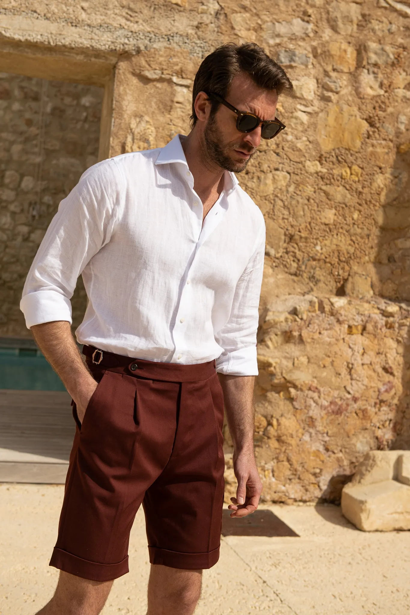 Bordeaux cotton shorts - Made in Italy