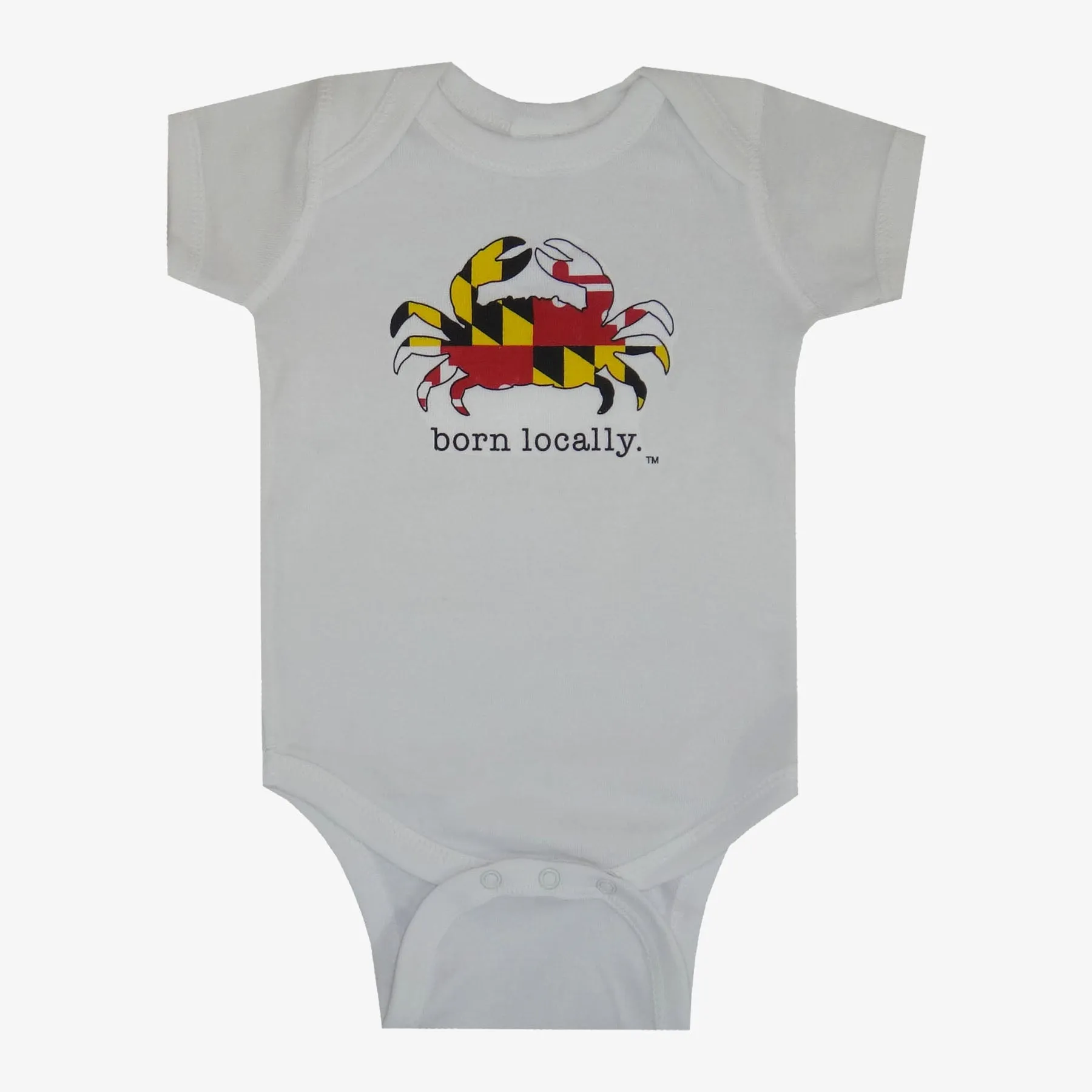 Born Locally Maryland Flag Crab Onesie