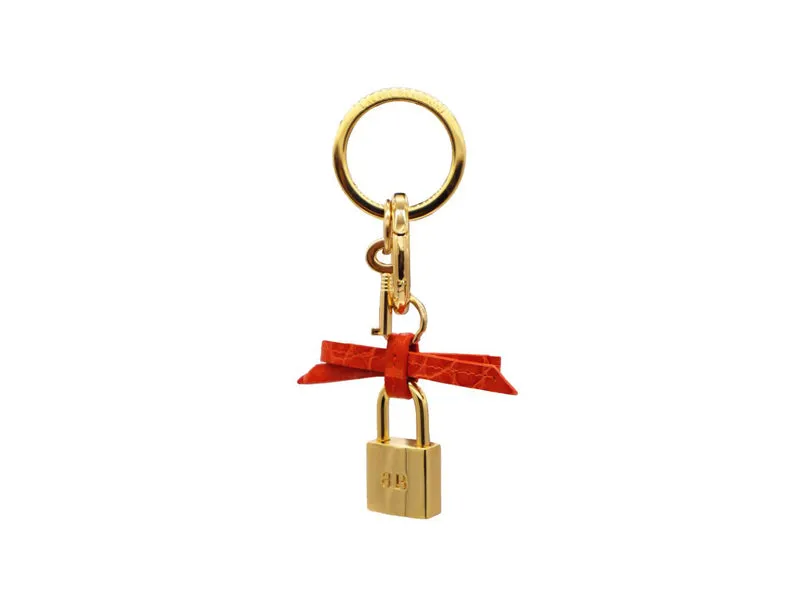 Bow and Padlock Keyring/Bag Charm - Orinoco 'Croc' Print - Orange