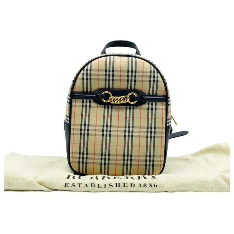 Burberry Link 1983 House Check Brown Canvas Backpack