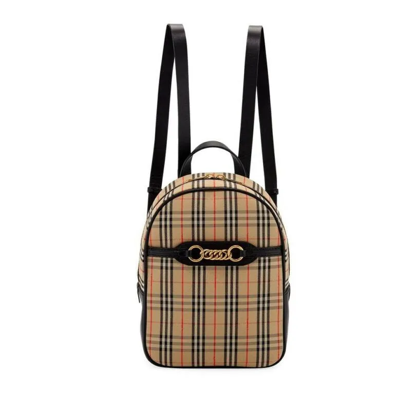 Burberry Link 1983 House Check Brown Canvas Backpack