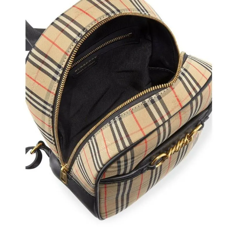 Burberry Link 1983 House Check Brown Canvas Backpack