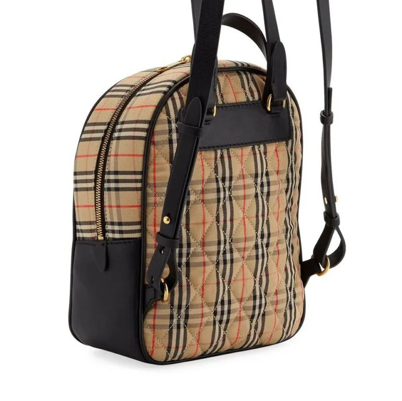 Burberry Link 1983 House Check Brown Canvas Backpack