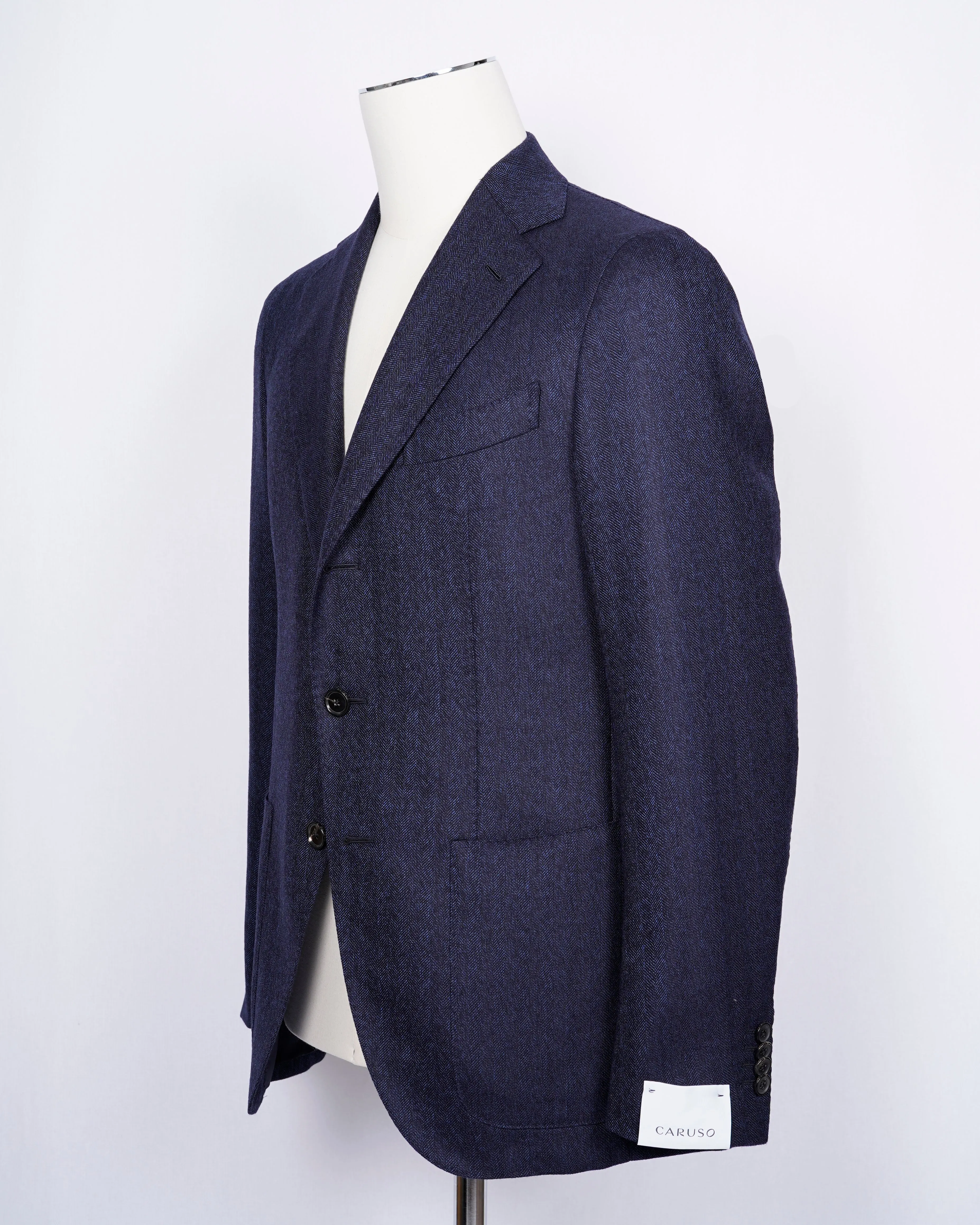 Caruso Blue Melangé Herringbone Jacket