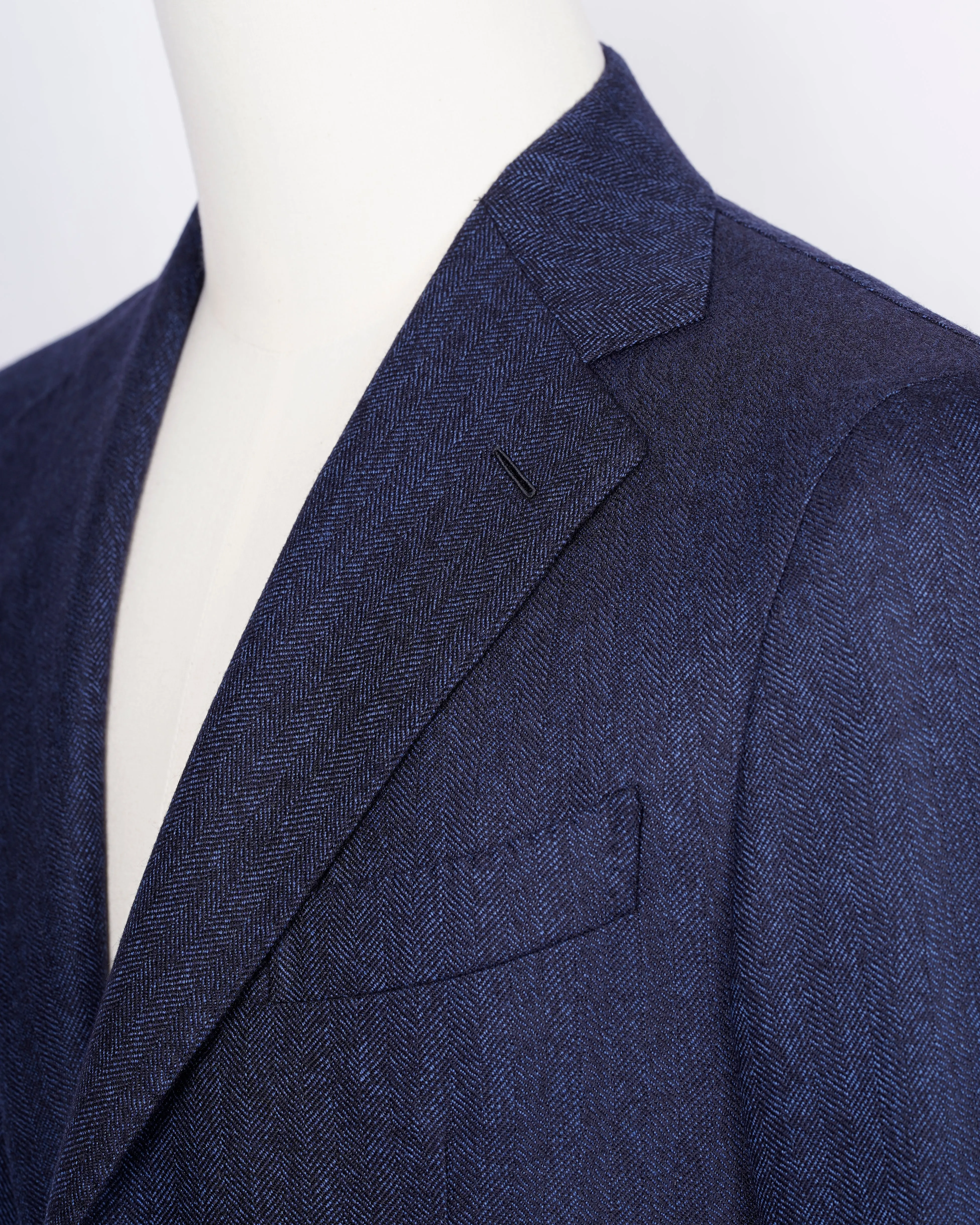 Caruso Blue Melangé Herringbone Jacket