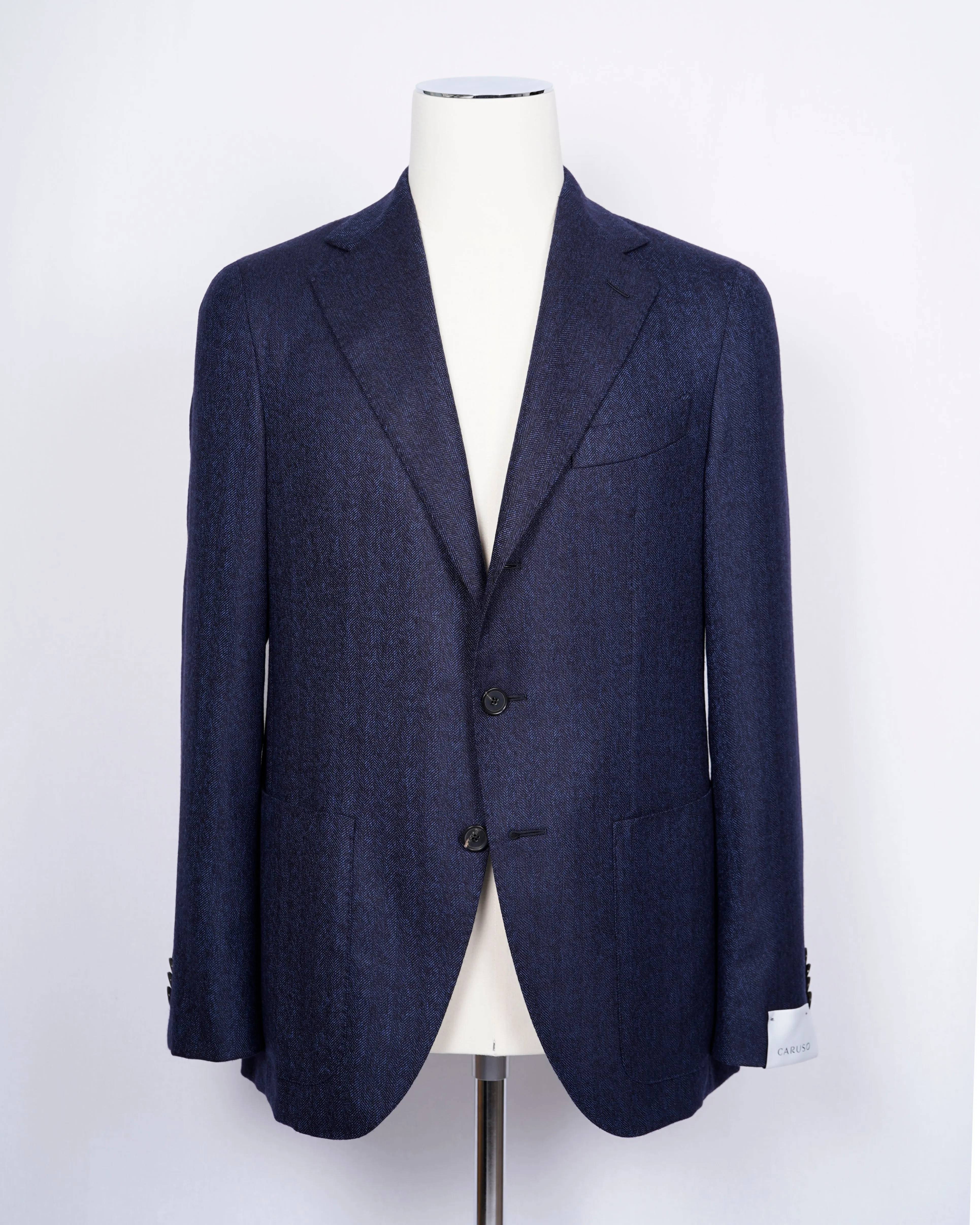 Caruso Blue Melangé Herringbone Jacket