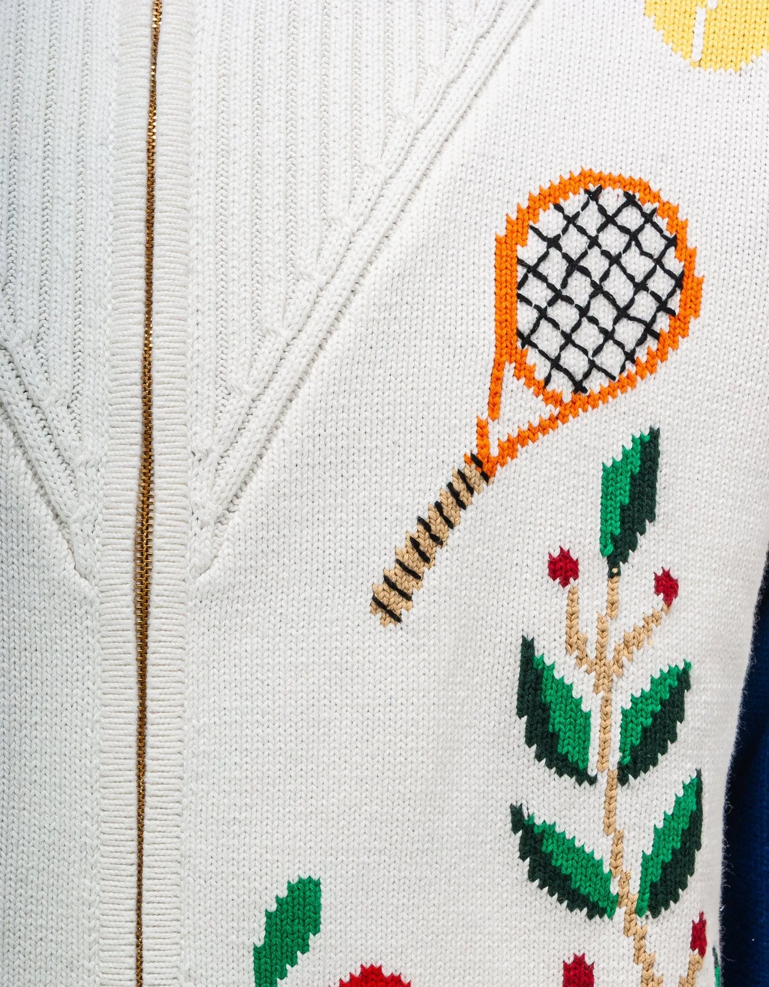 Casablanca White Laurel Intarsia Knit Jacket