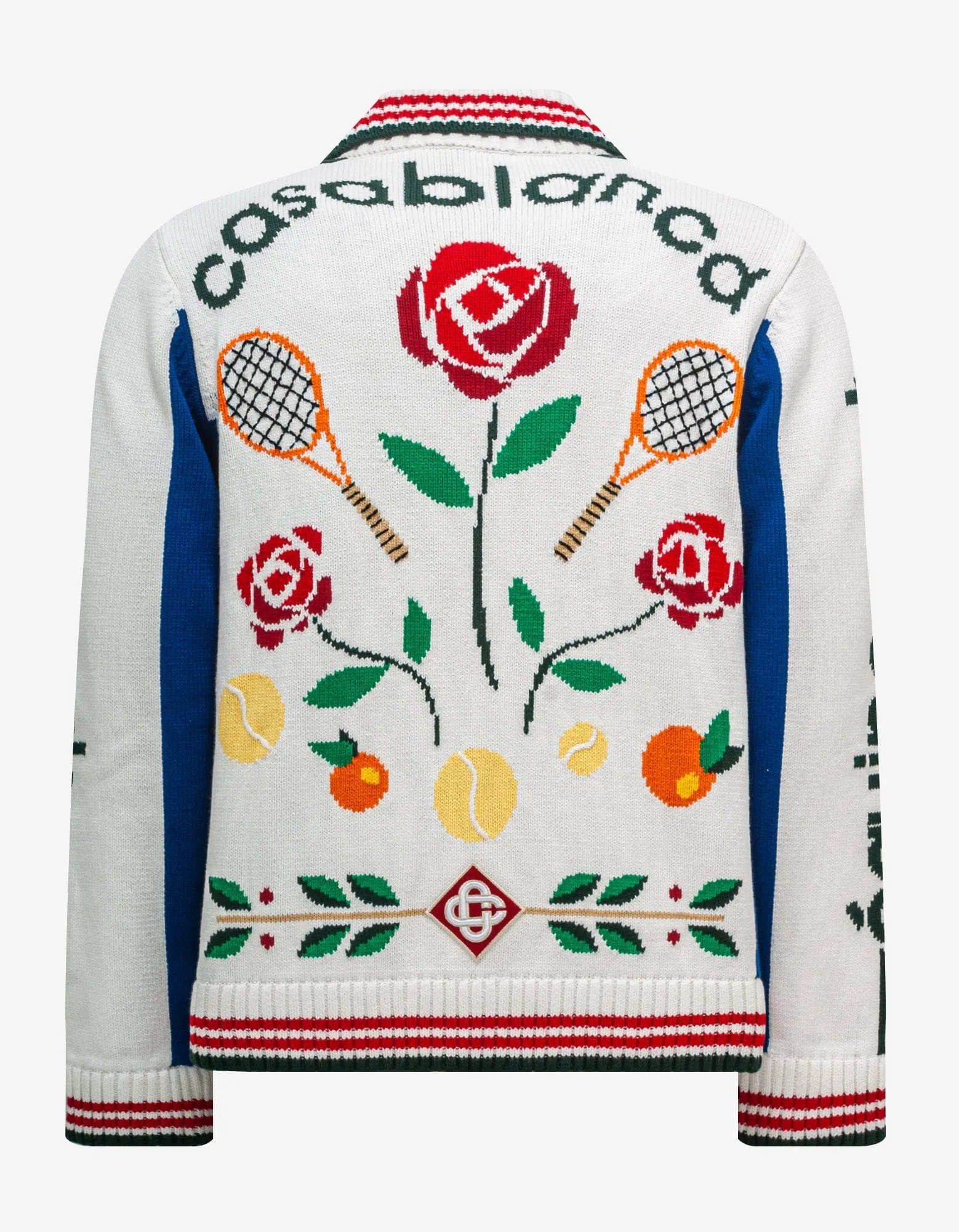 Casablanca White Laurel Intarsia Knit Jacket