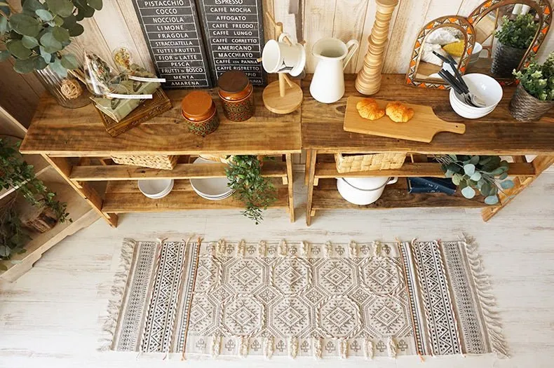 CASTLE - BLOCK PRINTED COTTON FLOOR RUG RUNNER