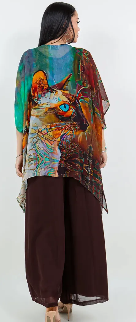 Cat Woman Oversize Tunic Top Lagenlook Boho Hippie Chic SML-6X 