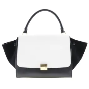 CELINE Handbag 1695430TA Calfskin, suede Black / white medium Trapeze Women Used Authentic