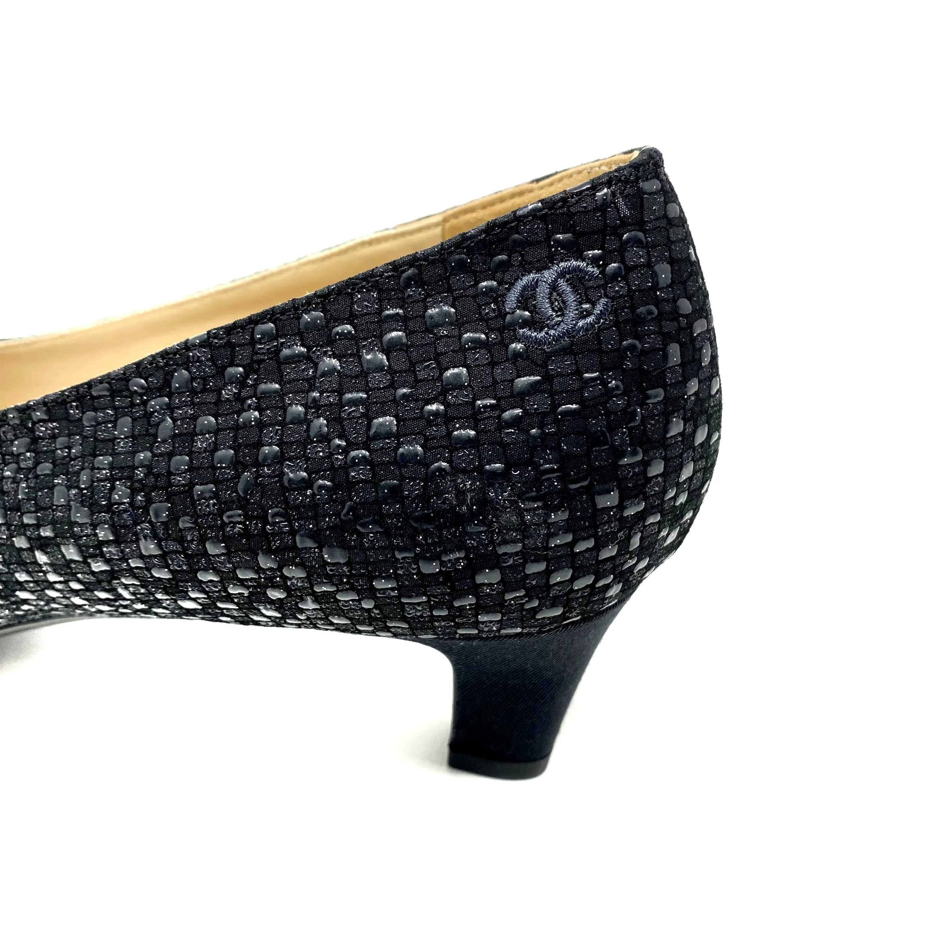 CHANEL Black Tweed Gabrielle Coco Chanel Pump G33086 Size 42