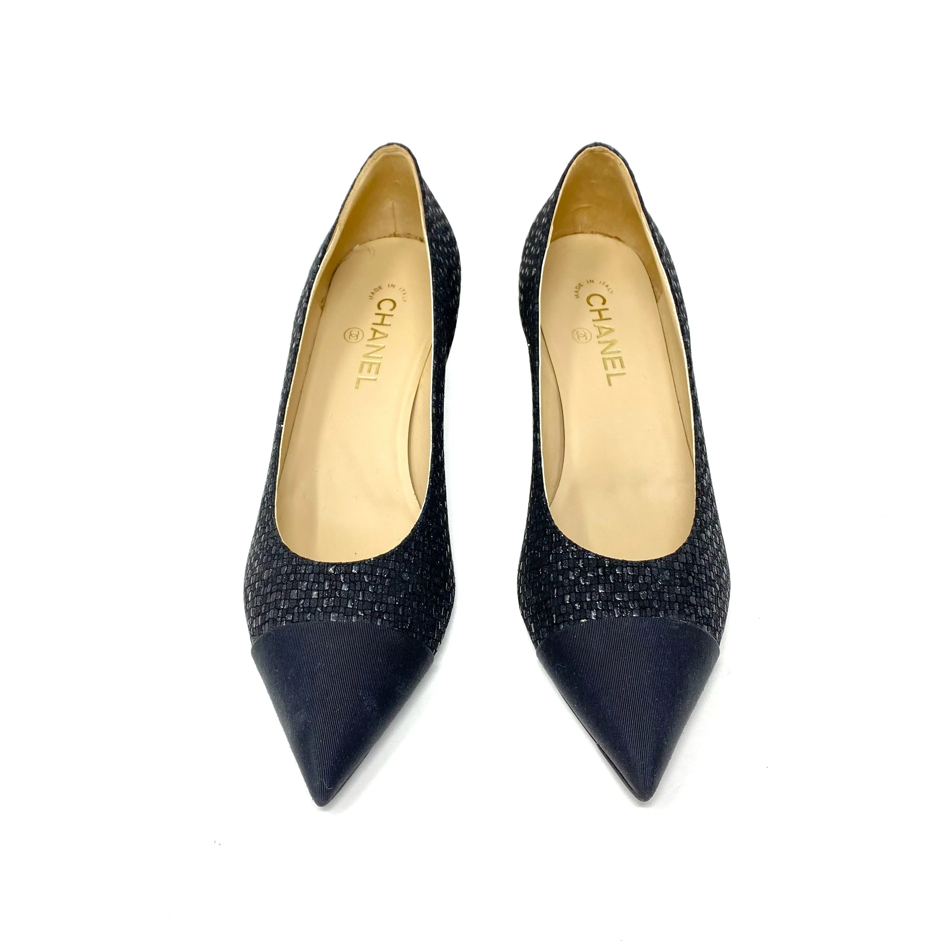 CHANEL Black Tweed Gabrielle Coco Chanel Pump G33086 Size 42