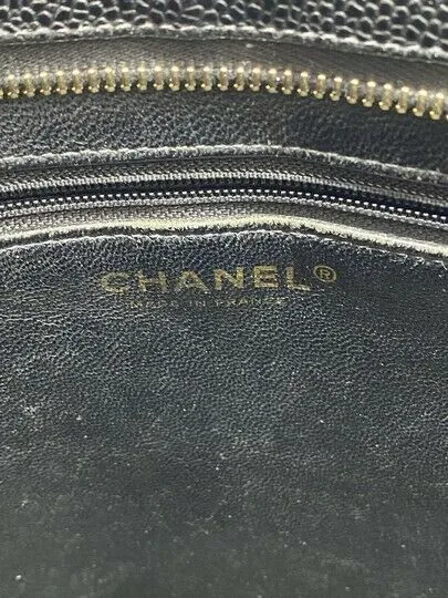 Chanel Caviar Medallion Quilted Black Leather Tote