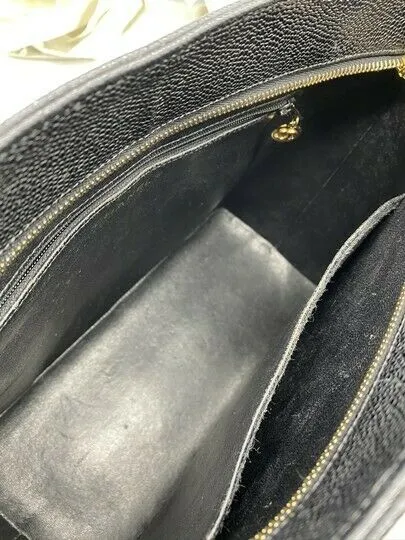 Chanel Caviar Medallion Quilted Black Leather Tote