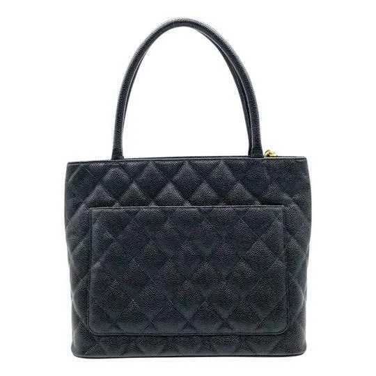 Chanel Caviar Medallion Quilted Black Leather Tote