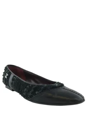 Chanel Tweed Cap Toe Ballerina Flats Size 7.5