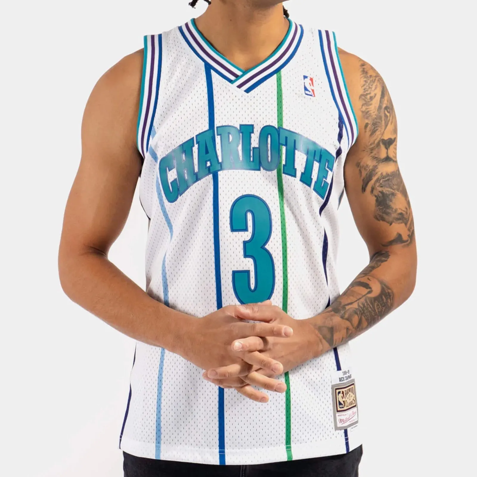 Charlotte Hornets Rex Chapman 1988-89 Hardwood Classics Swingman NBA Road Jersey by Mitchell & Ness