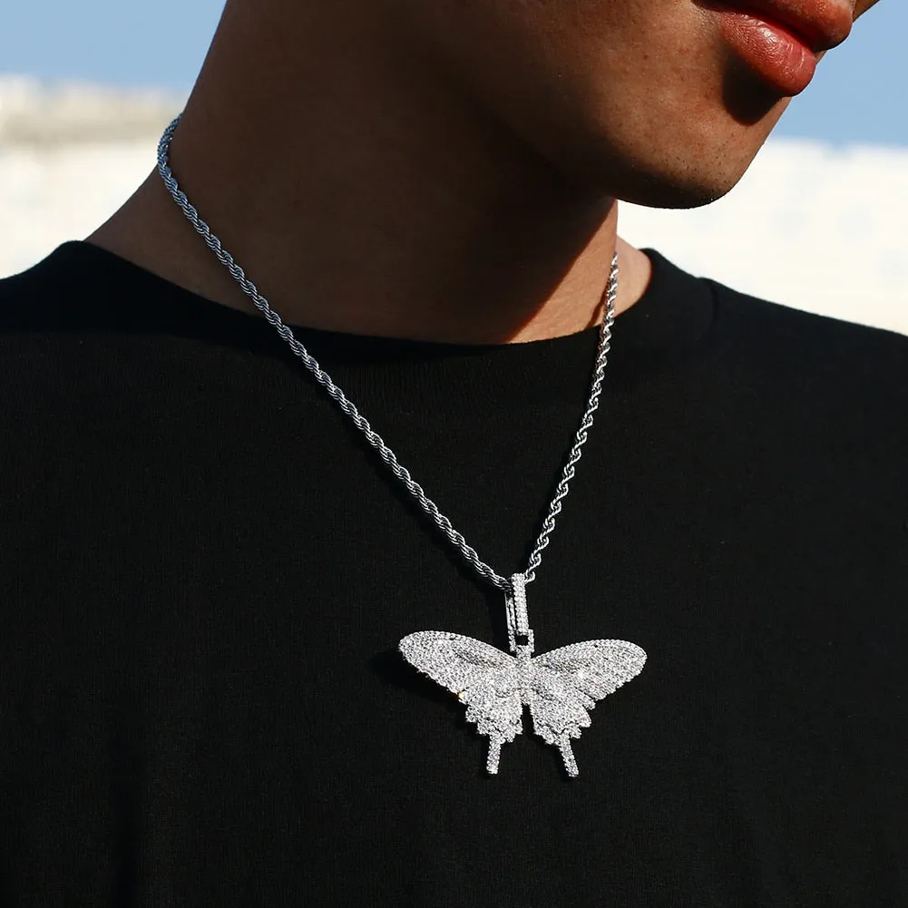 Charm Crystal Butterfly Necklace- Bling Butterfly Hip Hop Jewelry