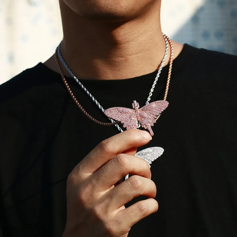 Charm Crystal Butterfly Necklace- Bling Butterfly Hip Hop Jewelry