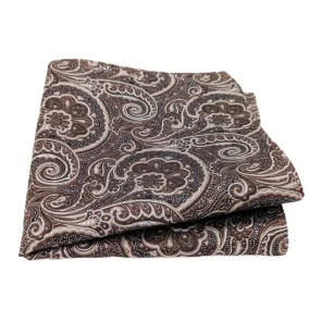 Chocolate Paisley Silk Pocket Square