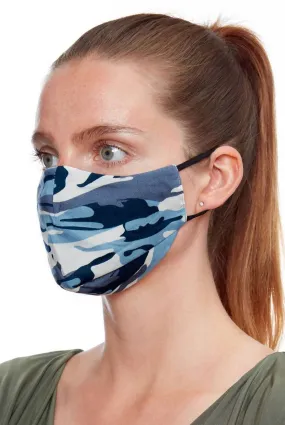 City Goddess Fabric Face Mask - Blue Camouflage