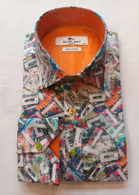 Claudio Lugli Mens Casette Deck Shirt Orange