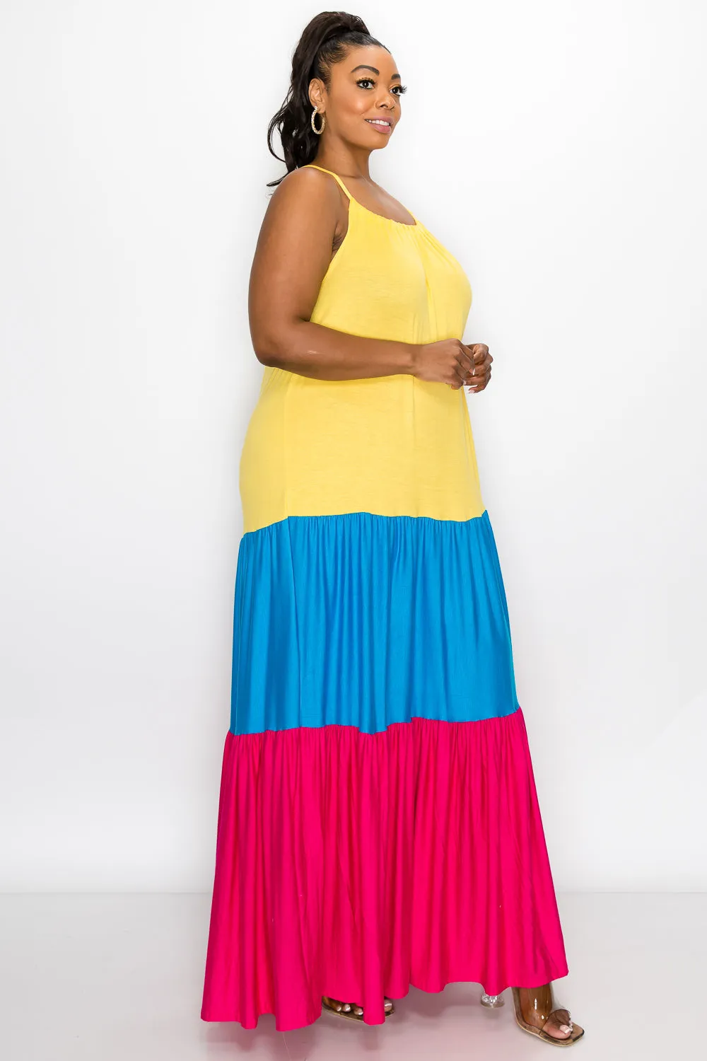 Colorblock Cami Neck Maxi Dress