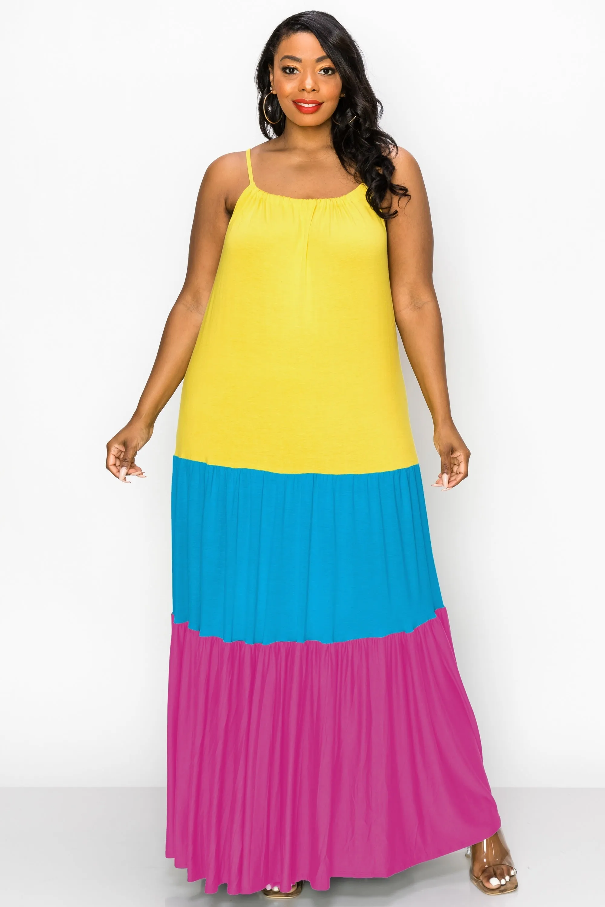 Colorblock Cami Neck Maxi Dress