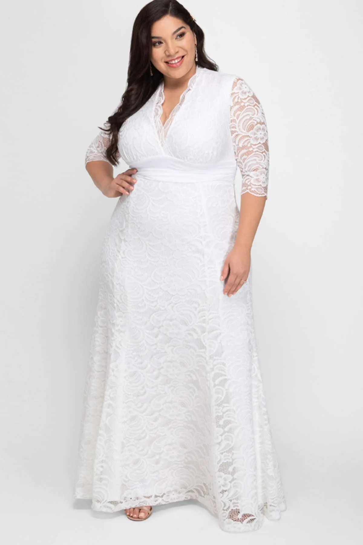 Complete Guipure Plus Size Long Dress KL26001