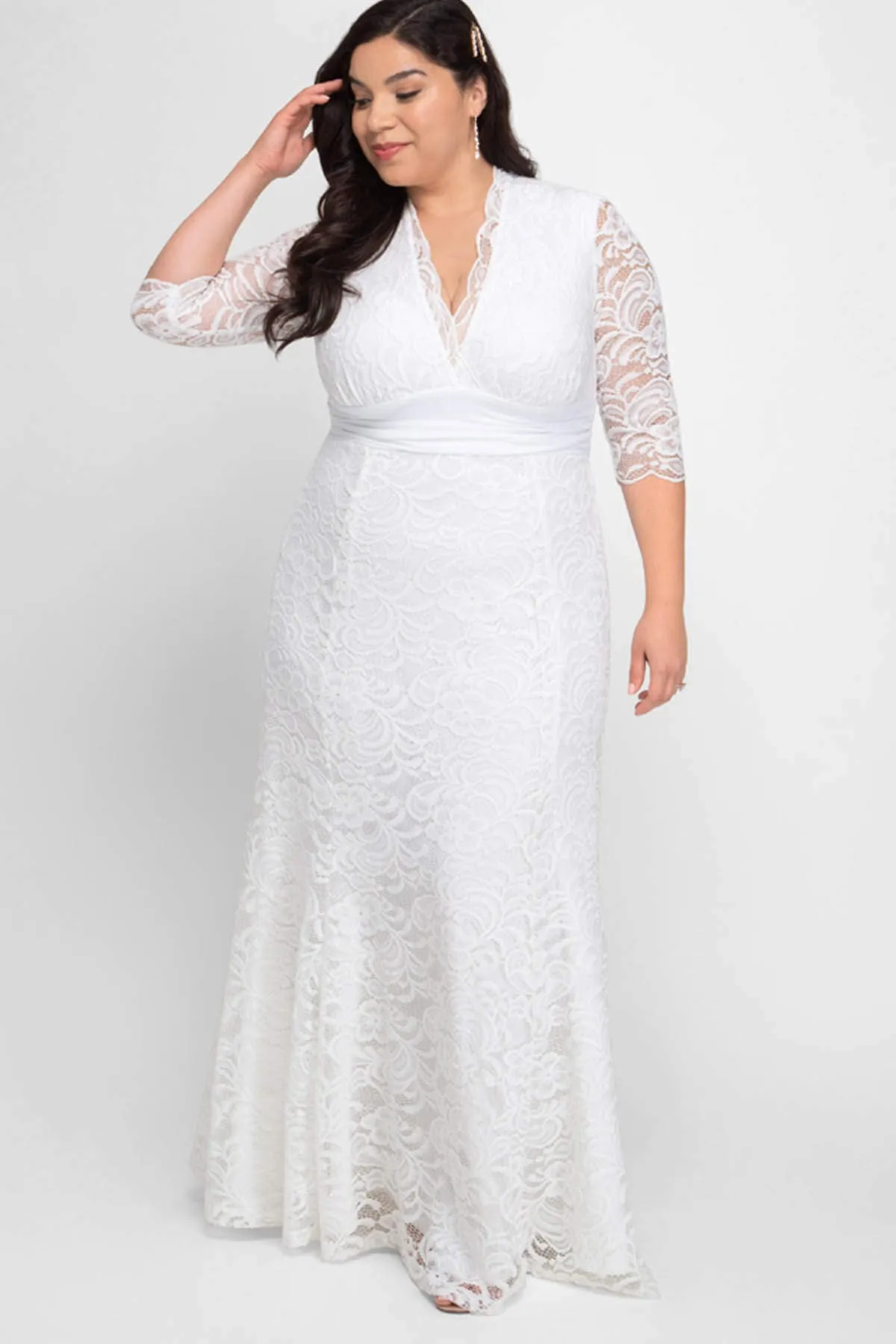 Complete Guipure Plus Size Long Dress KL26001