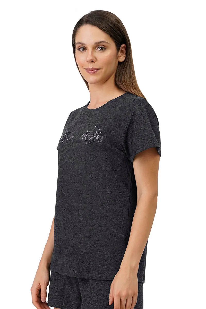 Cotton Blend Sleep T-shirt - Charcoal