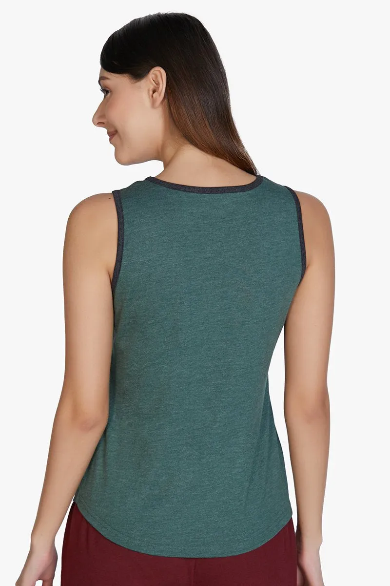 Cotton Blend Sleep Tank Top - Olive