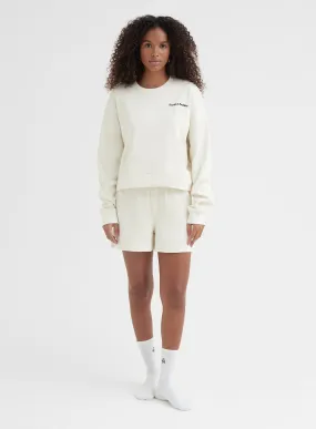 Cream Ribbed Jersey Cropped Sweatshirt - Jaz