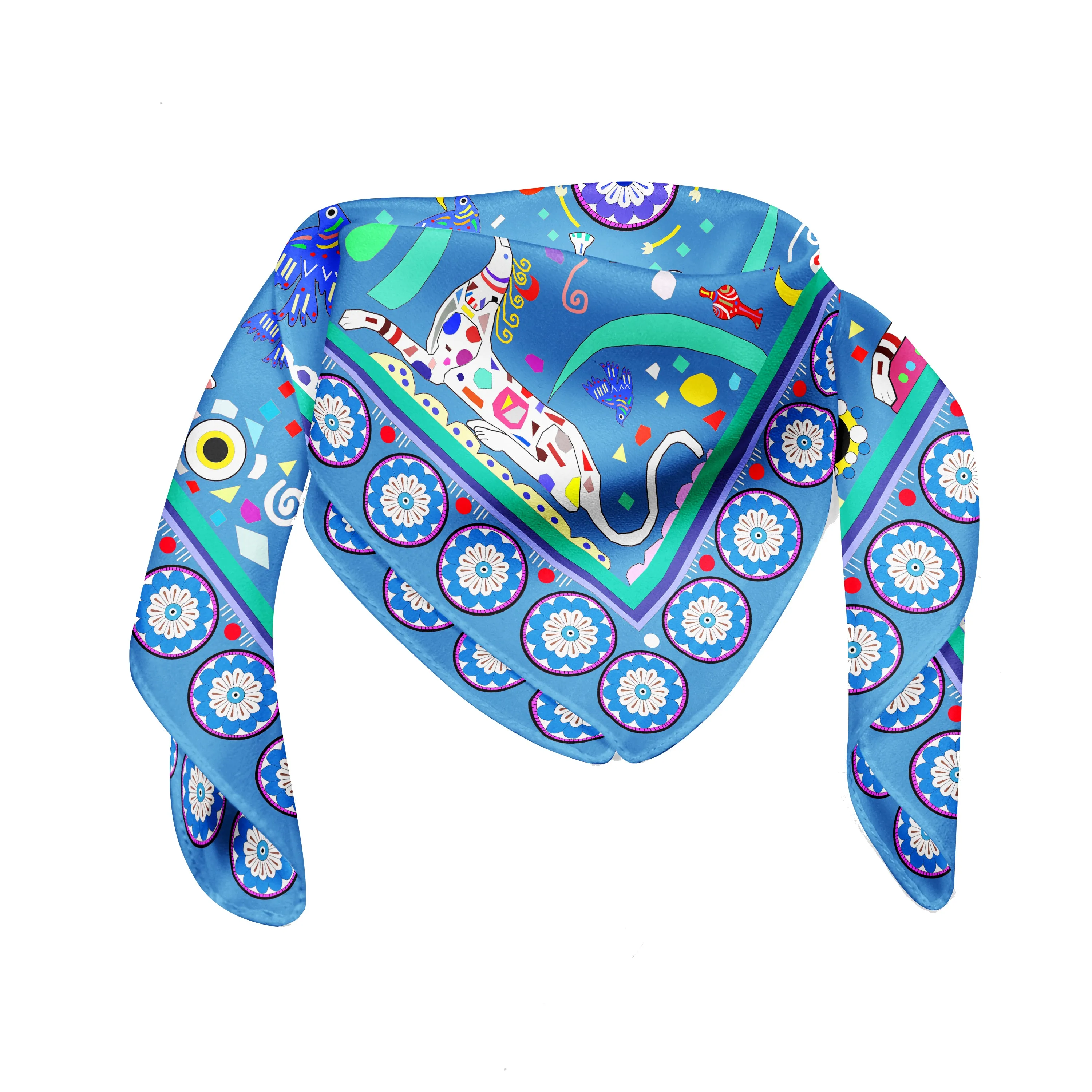 Cyclades Friendship Silk Twill Scarf Blue