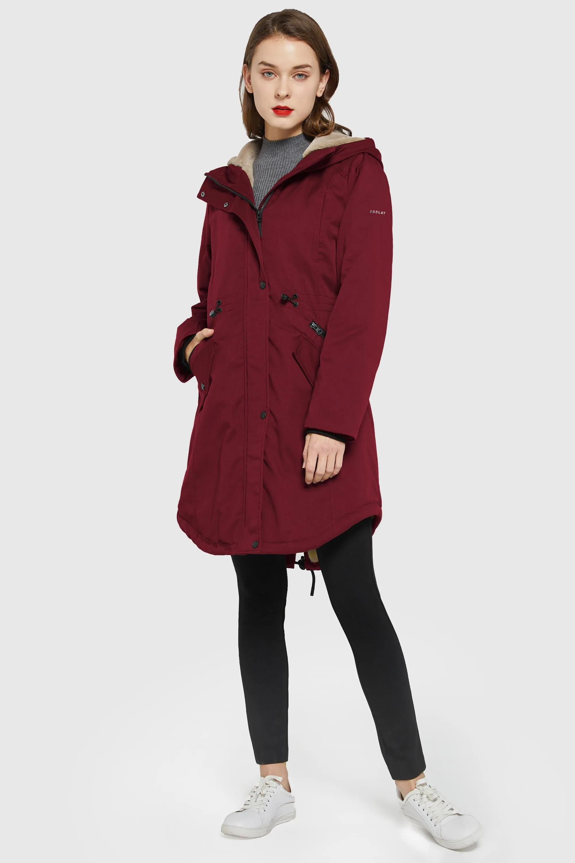 Drawstring Waist Fleece Lined Parka