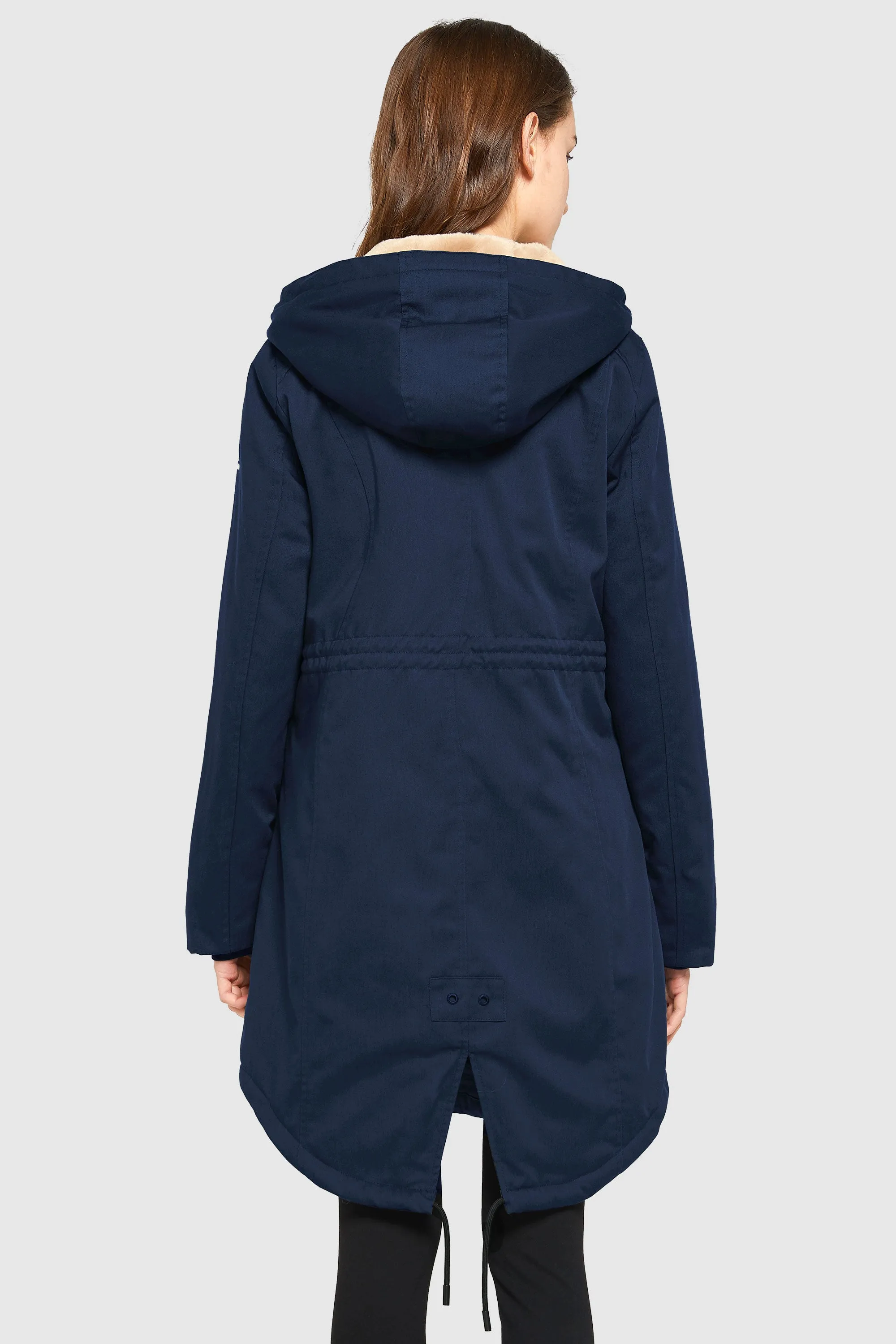 Drawstring Waist Fleece Lined Parka