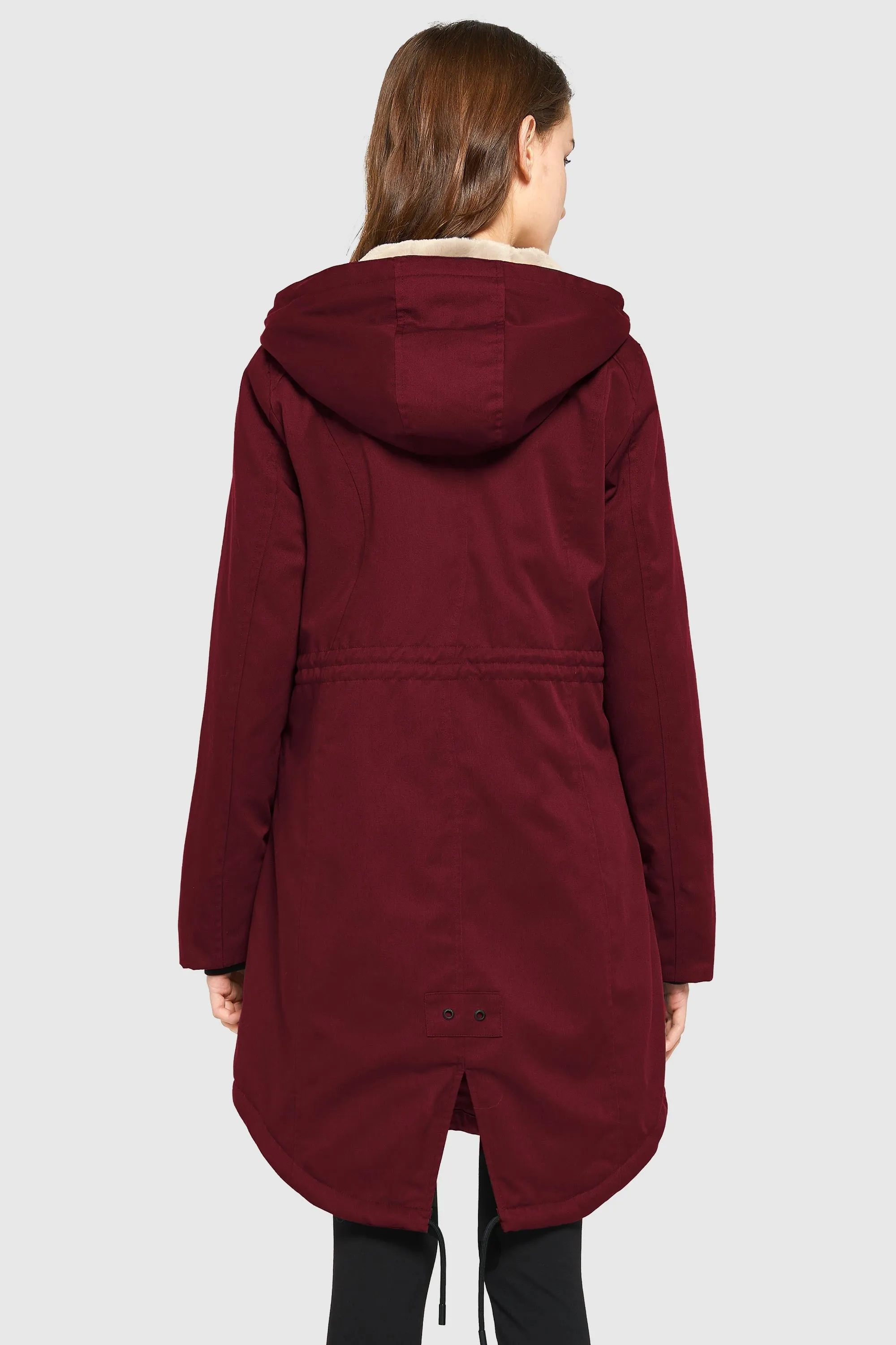 Drawstring Waist Fleece Lined Parka