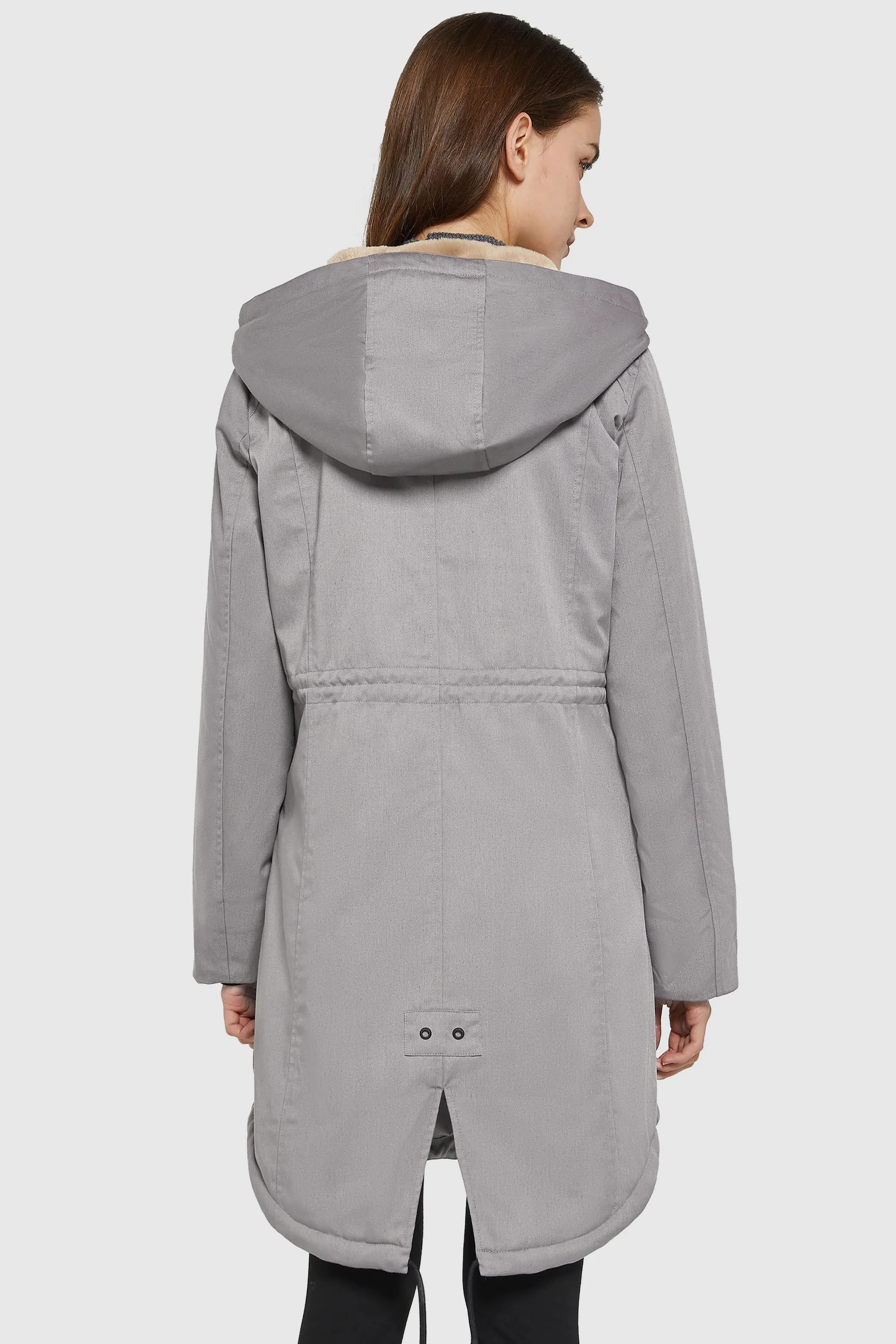 Drawstring Waist Fleece Lined Parka