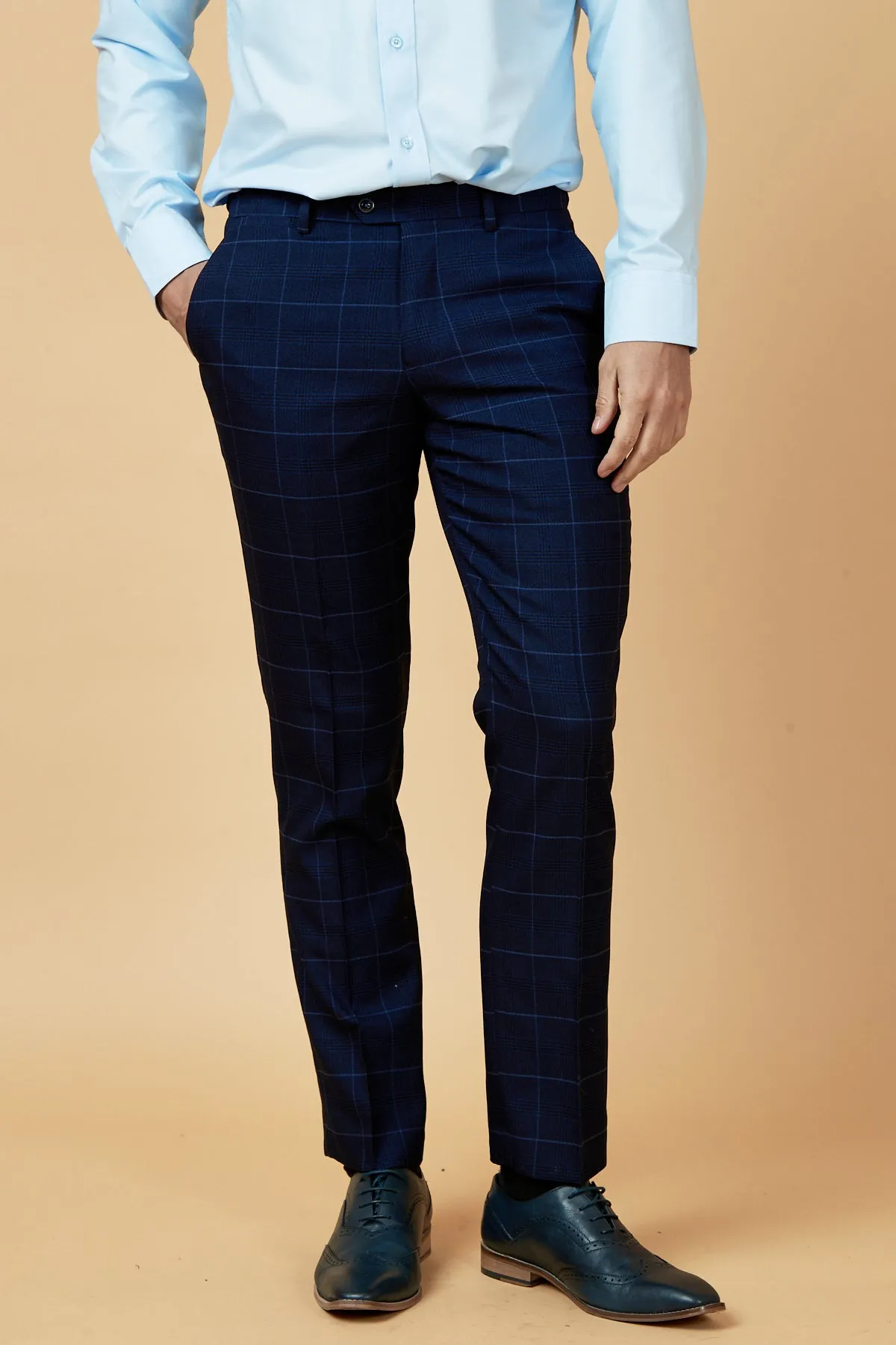 EDINSON - Navy Sky Check Three Piece Suit