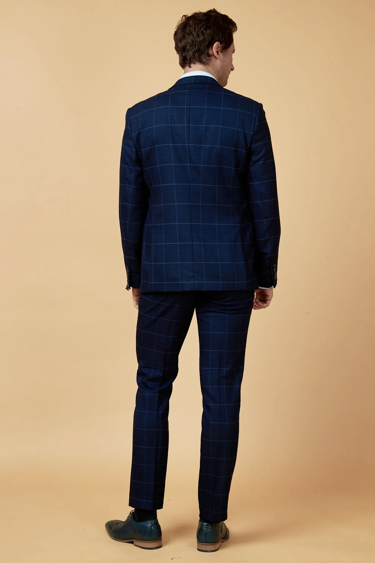 EDINSON - Navy Sky Check Three Piece Suit