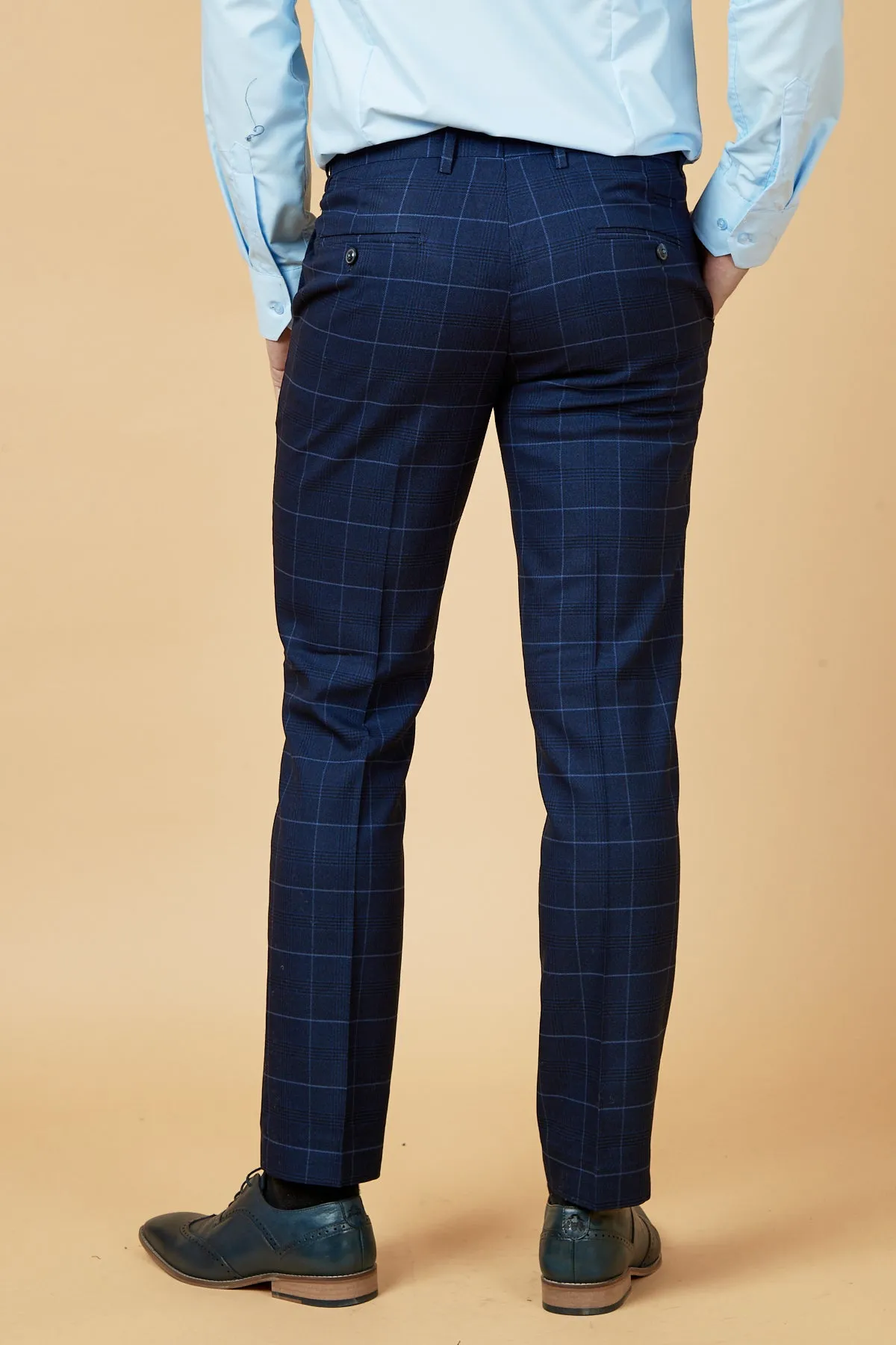 EDINSON - Navy Sky Check Three Piece Suit