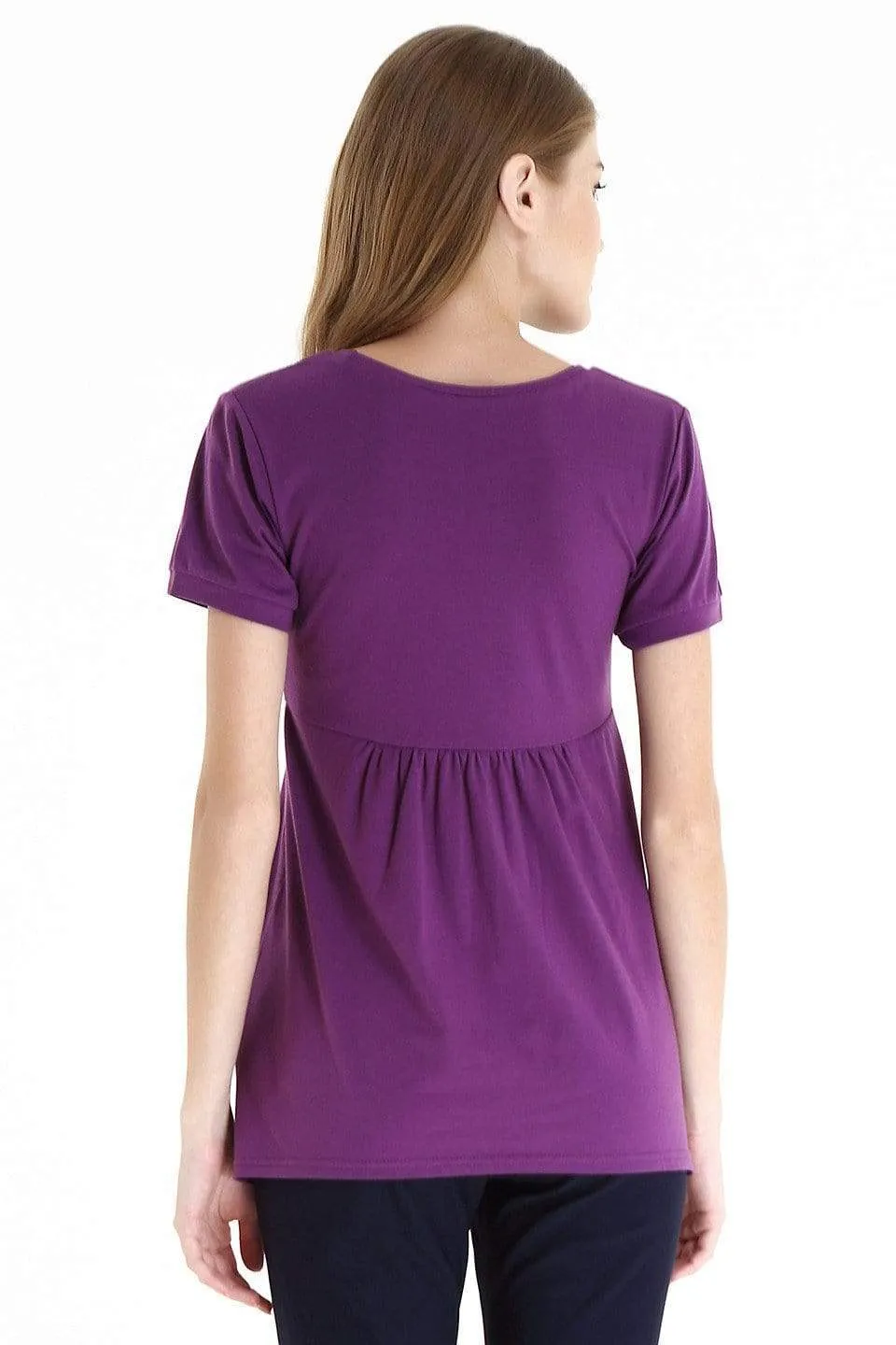 Empire Cotton Spandex Short Sleeve Top Purple