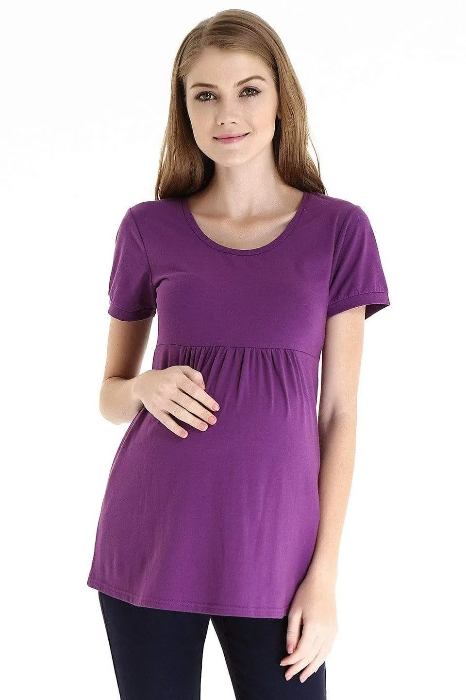 Empire Cotton Spandex Short Sleeve Top Purple